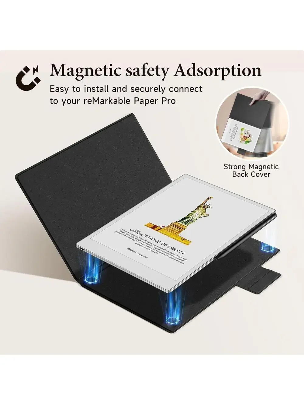 Magnetic Book Folio Cover for Remarkable Paper Pro 11.8 Inch 2024, Support Auto